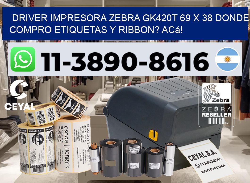 driver impresora zebra gk420t 69 x 38 Donde compro etiquetas y ribbon? Acá!