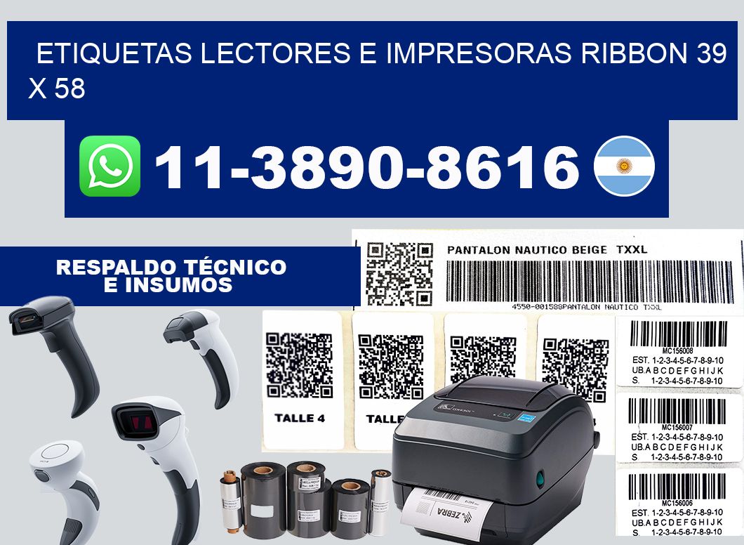 etiquetas lectores e impresoras ribbon 39 x 58