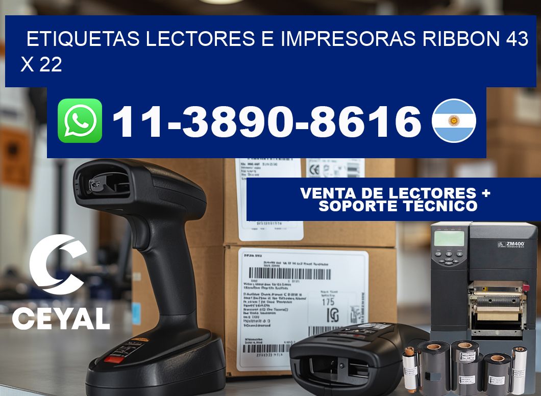 etiquetas lectores e impresoras ribbon 43 x 22