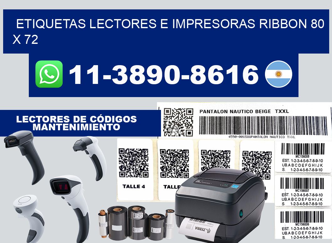 etiquetas lectores e impresoras ribbon 80 x 72