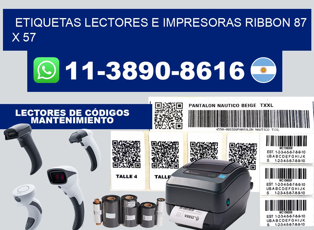 etiquetas lectores e impresoras ribbon 87 x 57