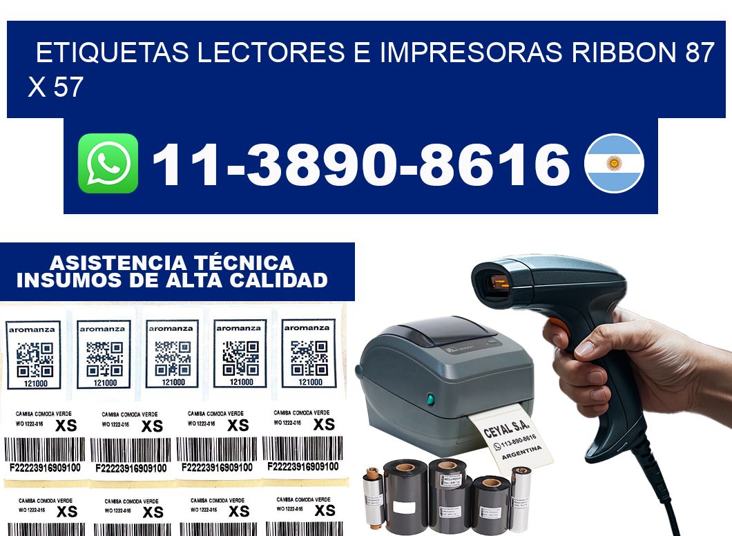 etiquetas lectores e impresoras ribbon 87 x 57