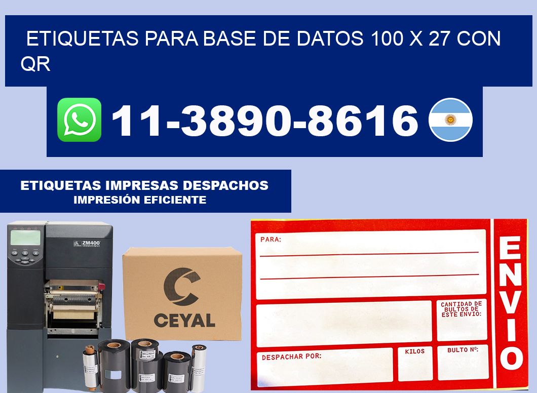 etiquetas para base de datos 100 x 27 con QR