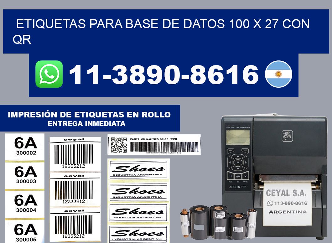 etiquetas para base de datos 100 x 27 con QR