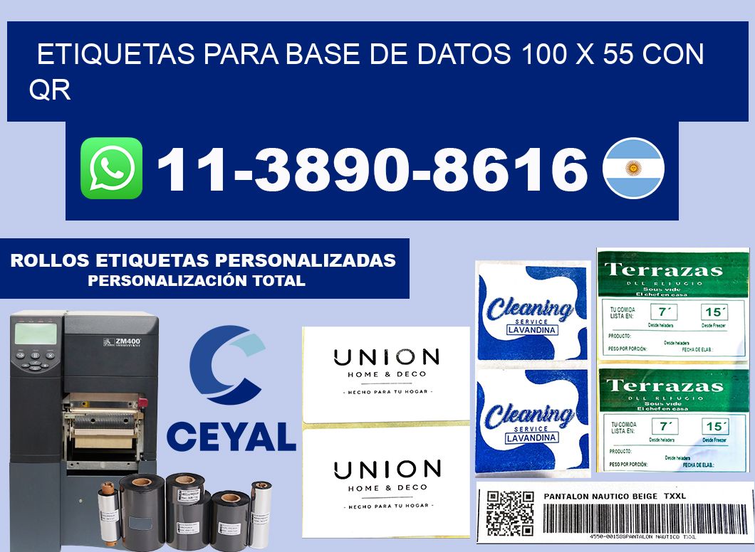 etiquetas para base de datos 100 x 55 con QR