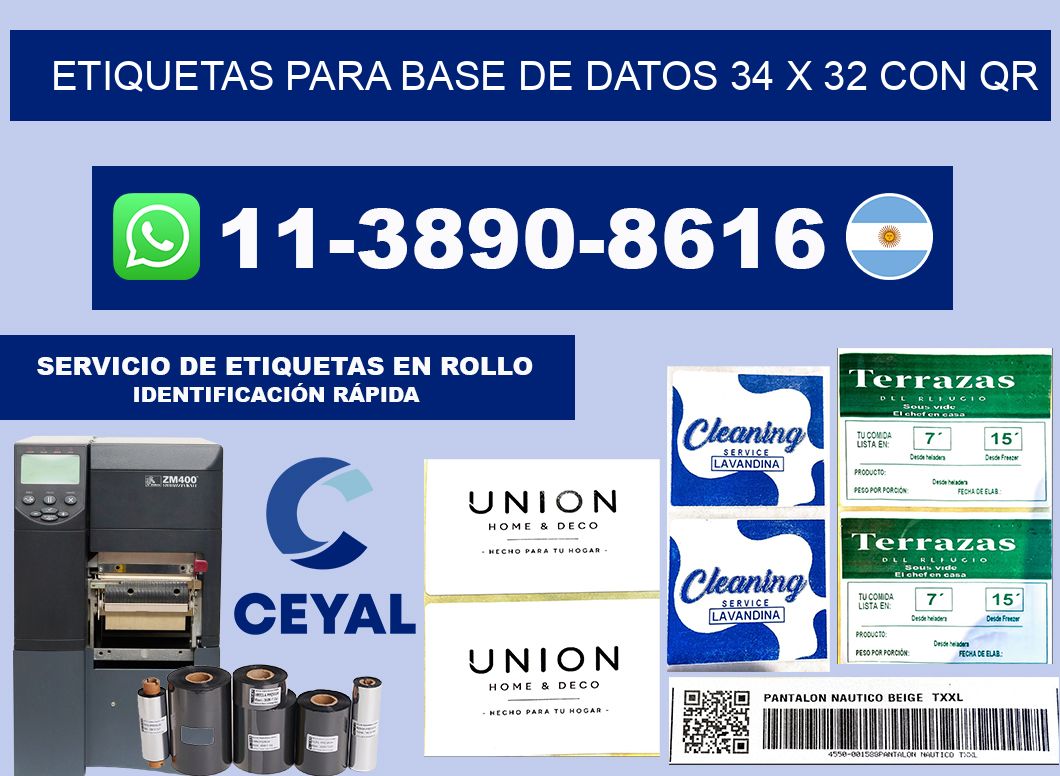 etiquetas para base de datos 34 x 32 con QR