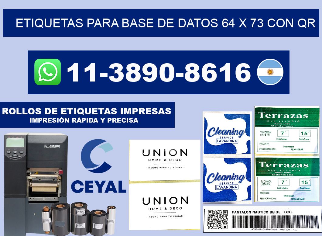 etiquetas para base de datos 64 x 73 con QR