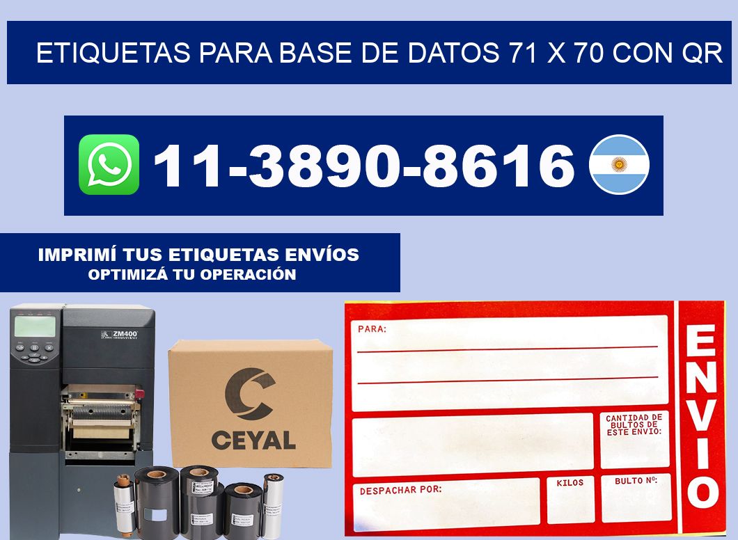 etiquetas para base de datos 71 x 70 con QR