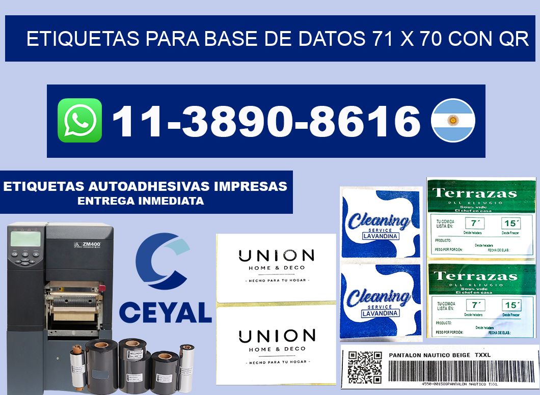 etiquetas para base de datos 71 x 70 con QR