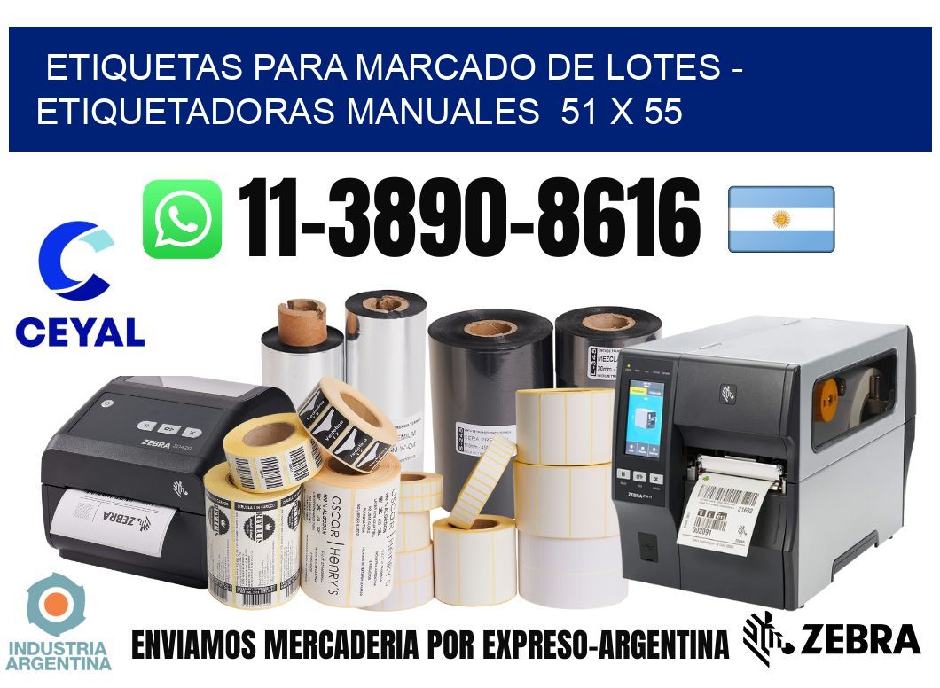 etiquetas para marcado de lotes - Etiquetadoras Manuales  51 x 55