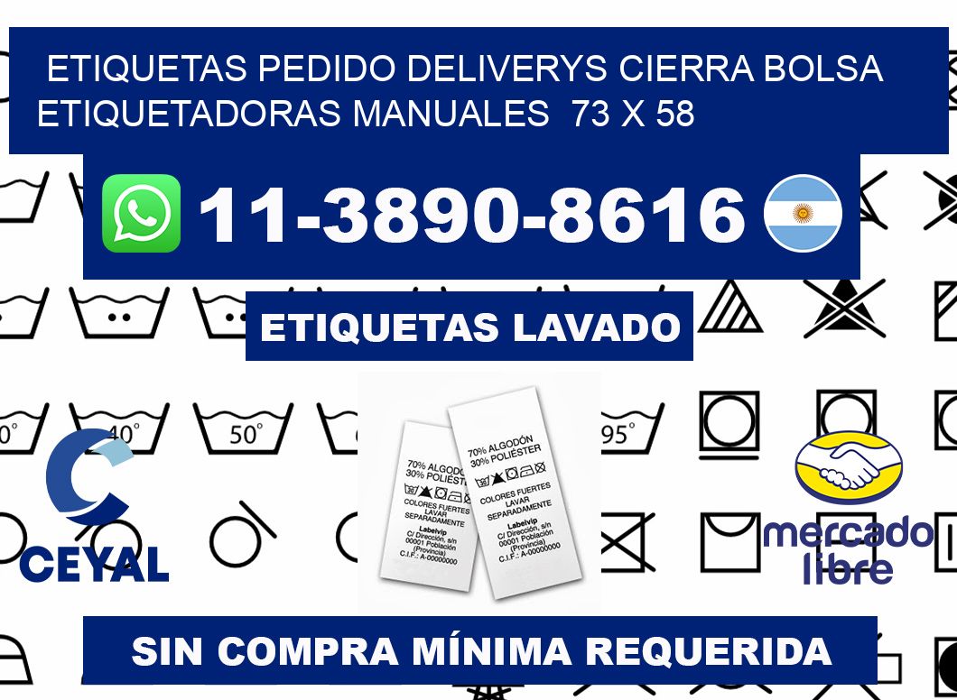 etiquetas pedido deliverys cierra bolsa  Etiquetadoras Manuales  73 x 58