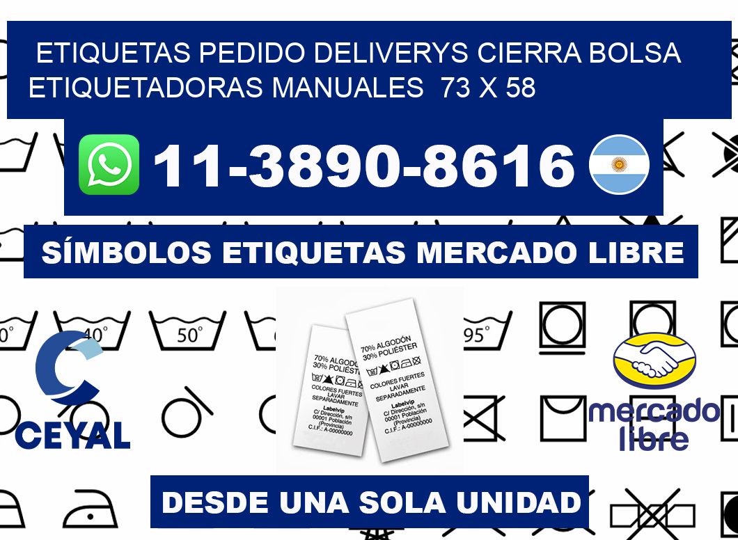 etiquetas pedido deliverys cierra bolsa  Etiquetadoras Manuales  73 x 58