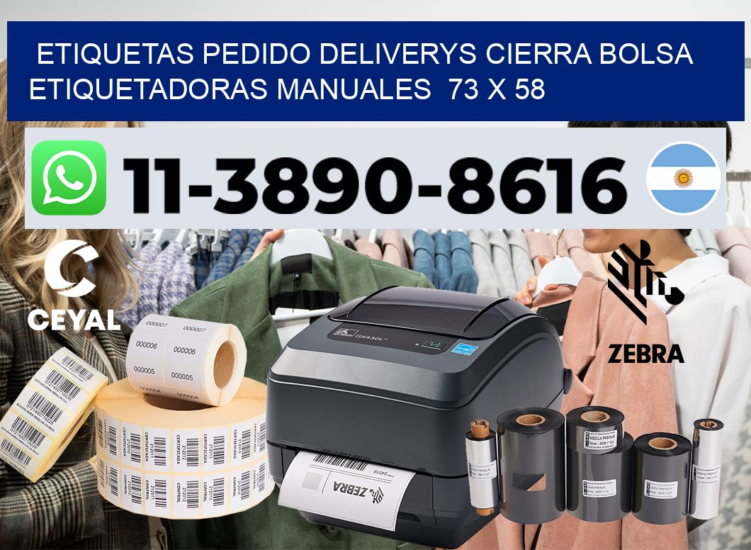 etiquetas pedido deliverys cierra bolsa  Etiquetadoras Manuales  73 x 58