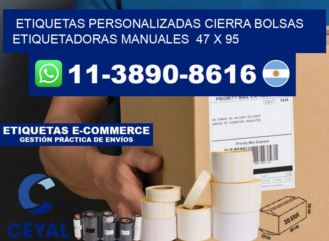 etiquetas personalizadas cierra bolsas  Etiquetadoras Manuales  47 x 95