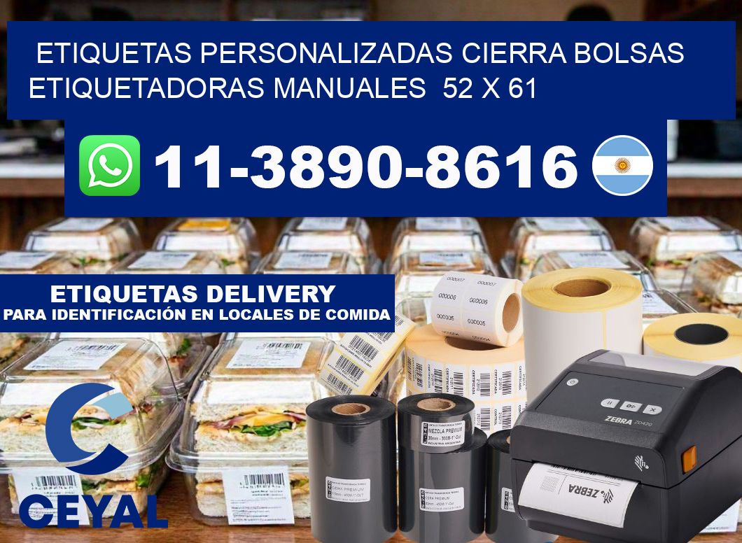 etiquetas personalizadas cierra bolsas  Etiquetadoras Manuales  52 x 61