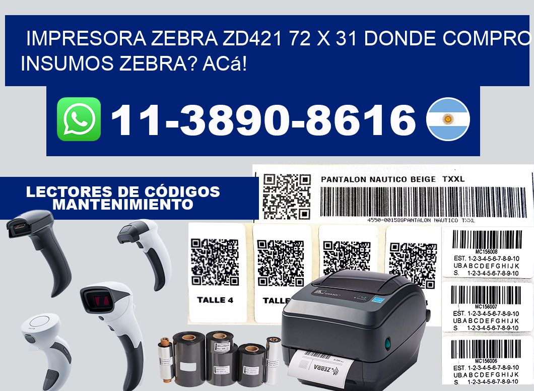 impresora zebra zd421 72 x 31 Donde compro insumos zebra? Acá!