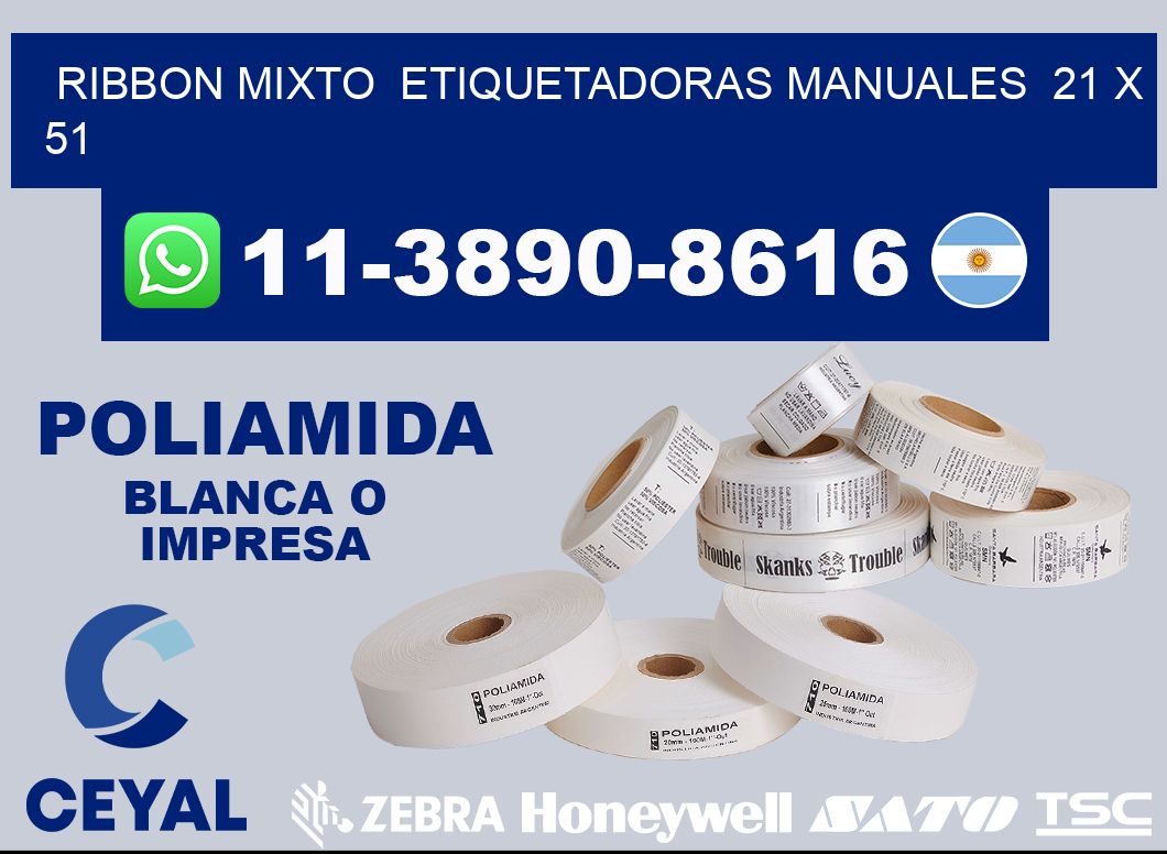 ribbon mixto  Etiquetadoras Manuales  21 x 51