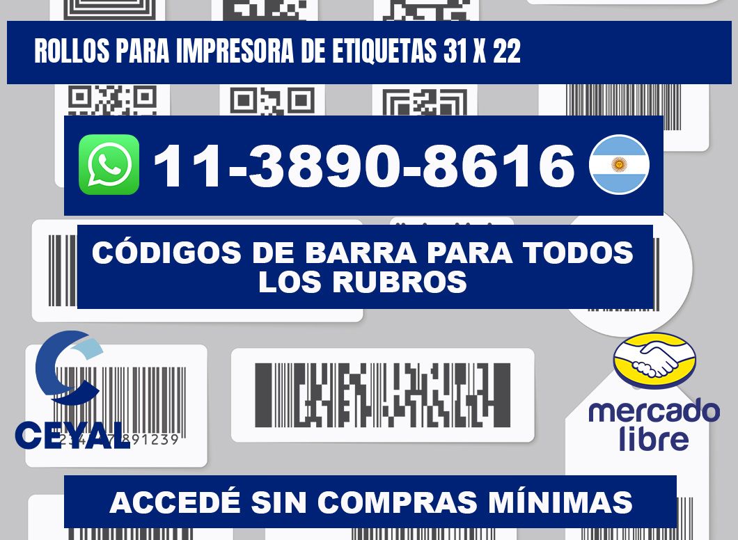 rollos para impresora de etiquetas 31 x 22