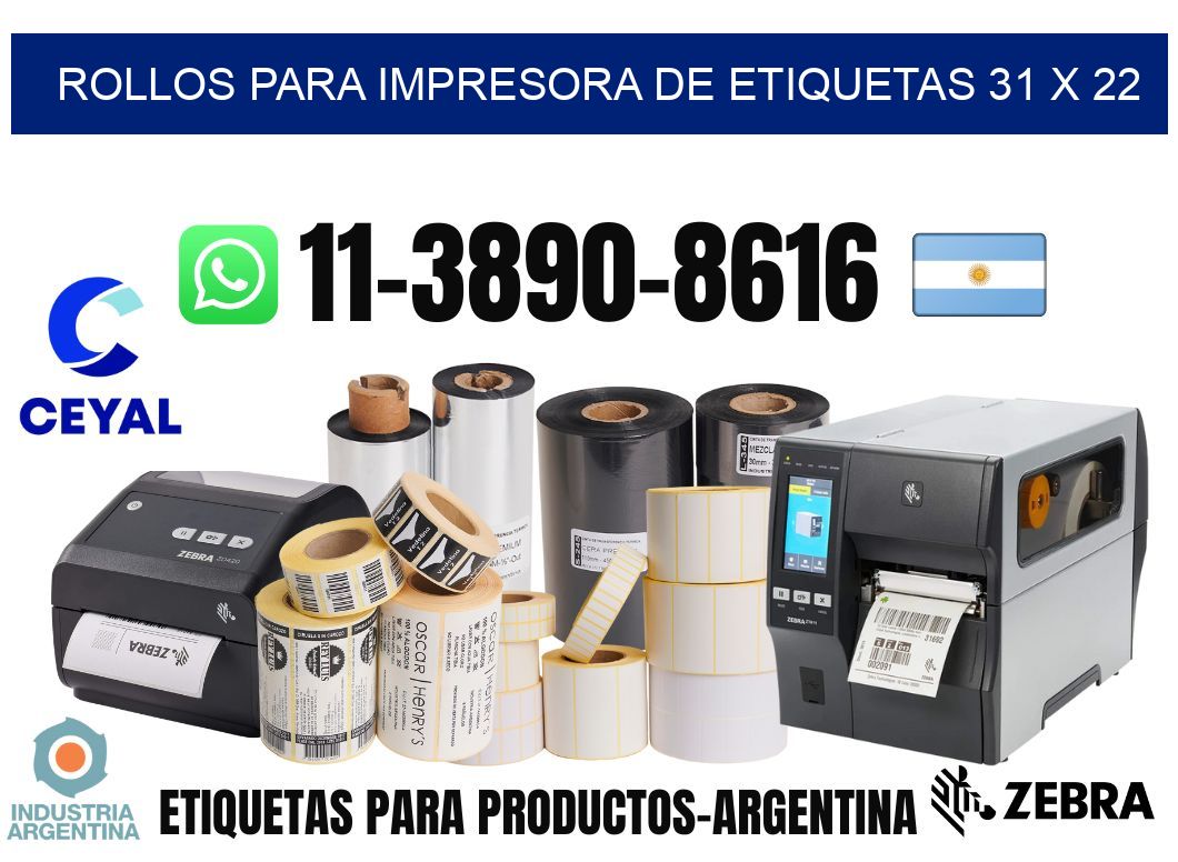 rollos para impresora de etiquetas 31 x 22