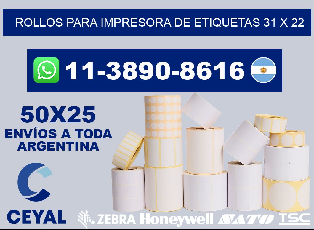 rollos para impresora de etiquetas 31 x 22