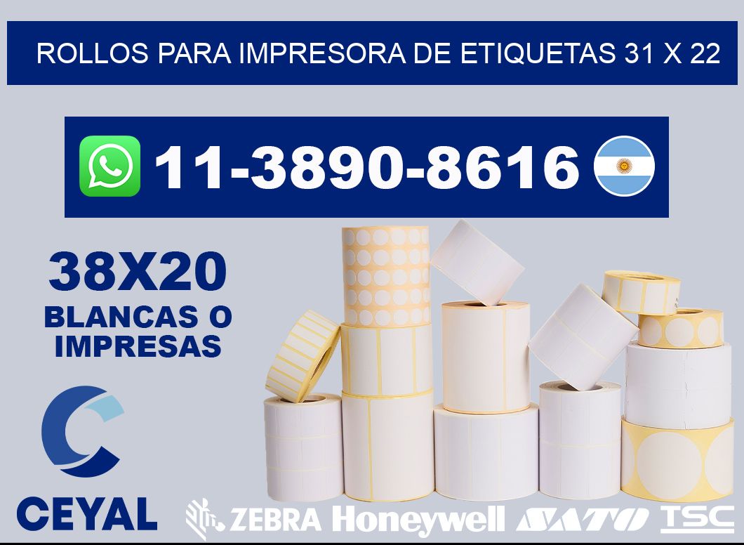 rollos para impresora de etiquetas 31 x 22