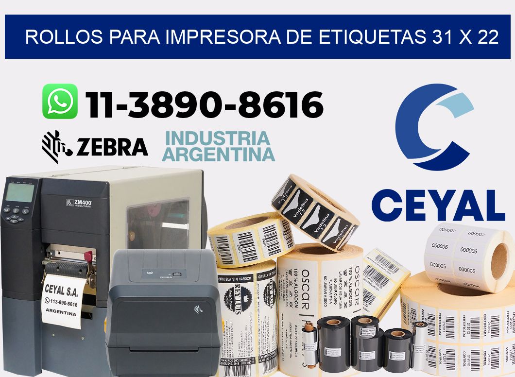 rollos para impresora de etiquetas 31 x 22