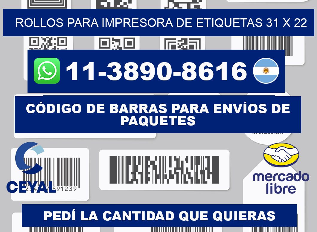 rollos para impresora de etiquetas 31 x 22