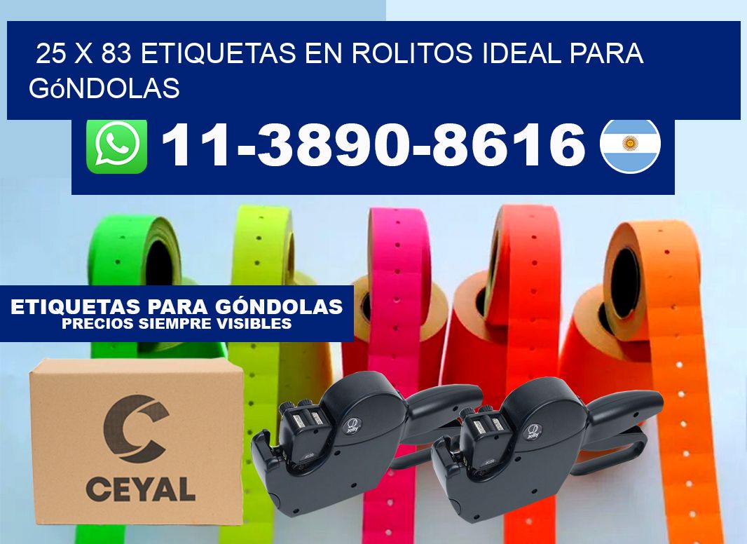 25 x 83 etiquetas en rolitos ideal para góndolas