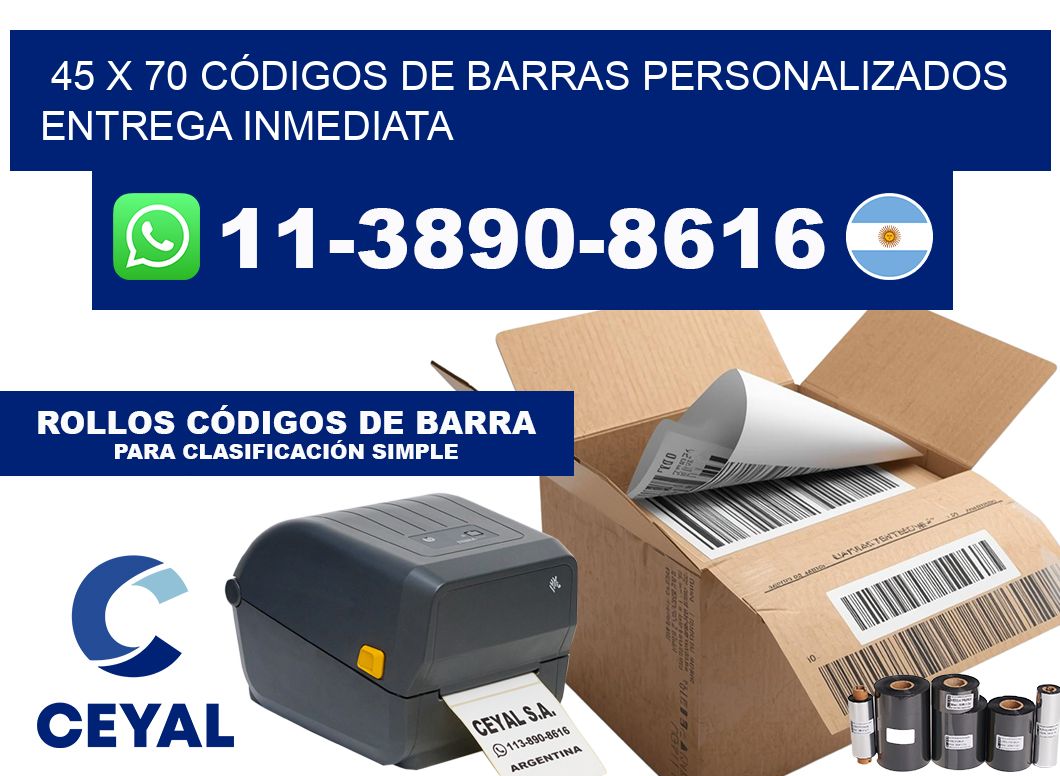 45 x 70 CÓDIGOS DE BARRAS PERSONALIZADOS ENTREGA INMEDIATA