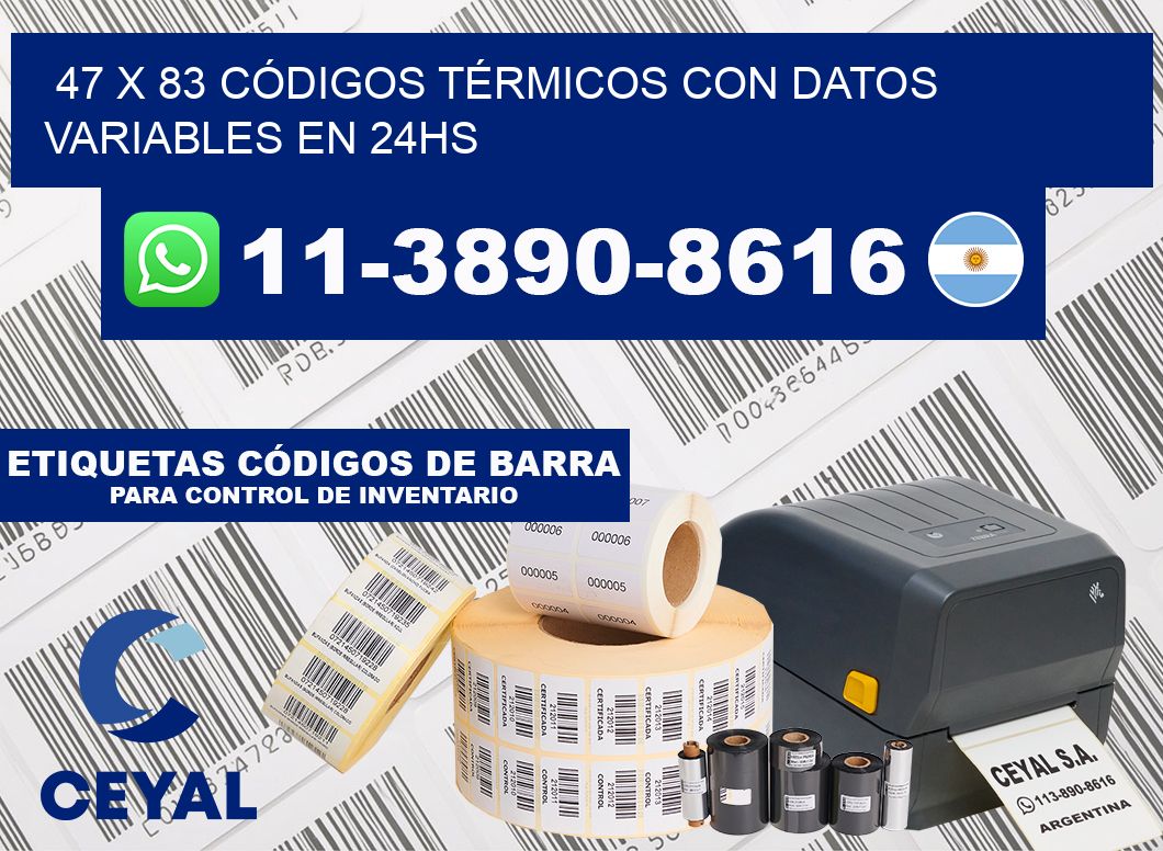 47 x 83 CÓDIGOS TÉRMICOS CON DATOS VARIABLES EN 24HS