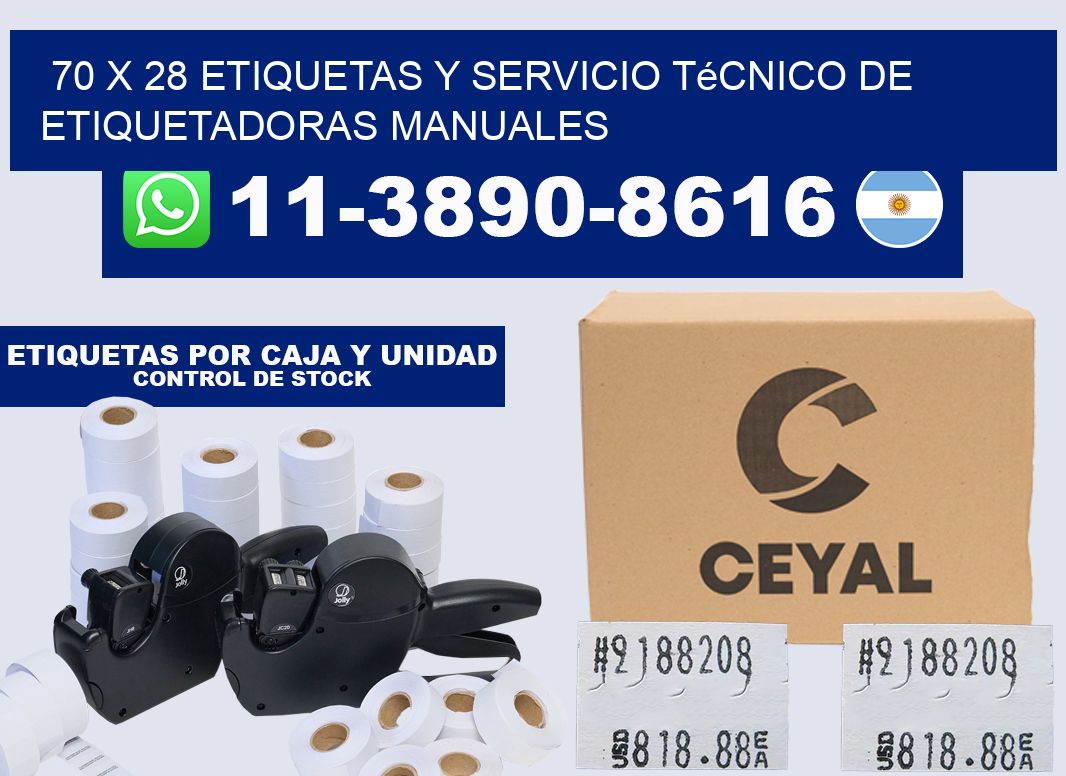 70 x 28 etiquetas y servicio técnico de etiquetadoras manuales