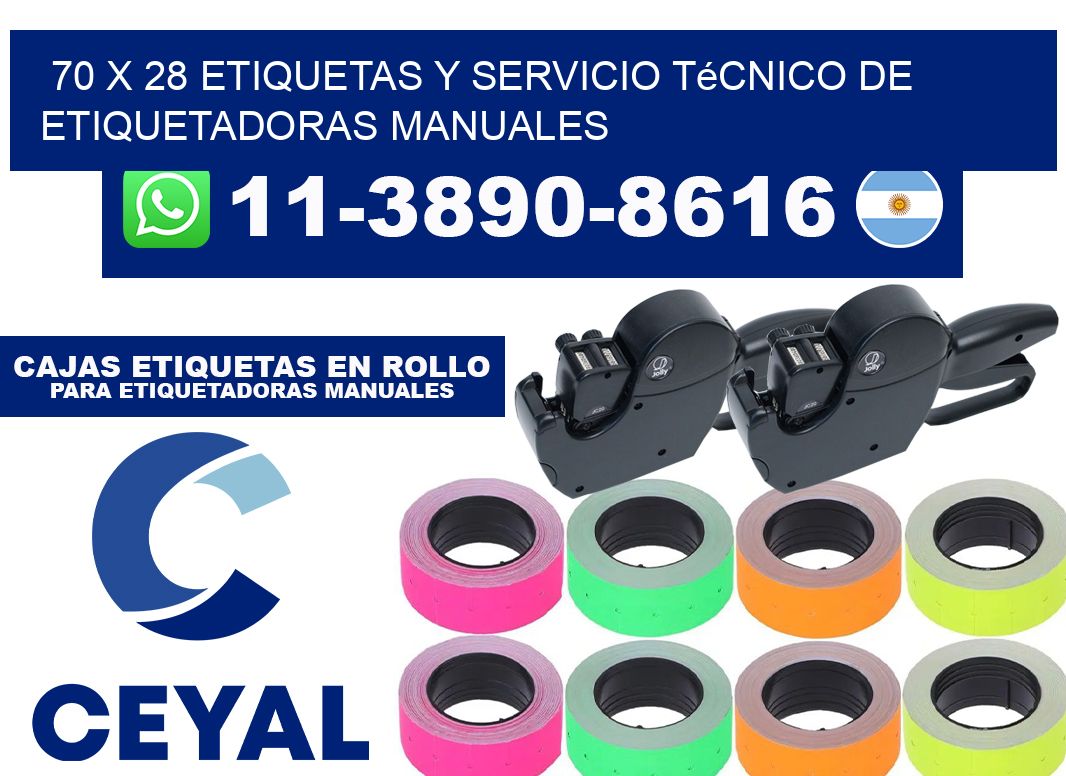 70 x 28 etiquetas y servicio técnico de etiquetadoras manuales