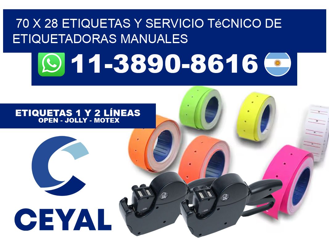 70 x 28 etiquetas y servicio técnico de etiquetadoras manuales