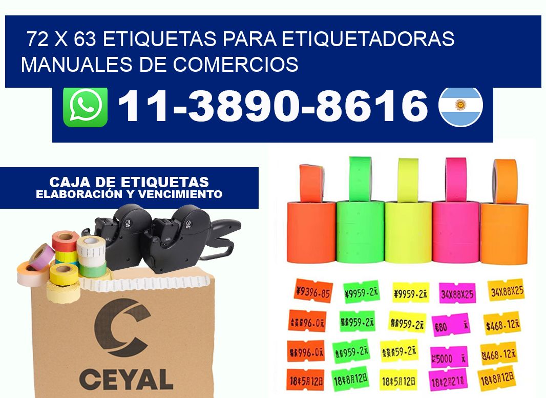 72 x 63 etiquetas para etiquetadoras manuales de comercios