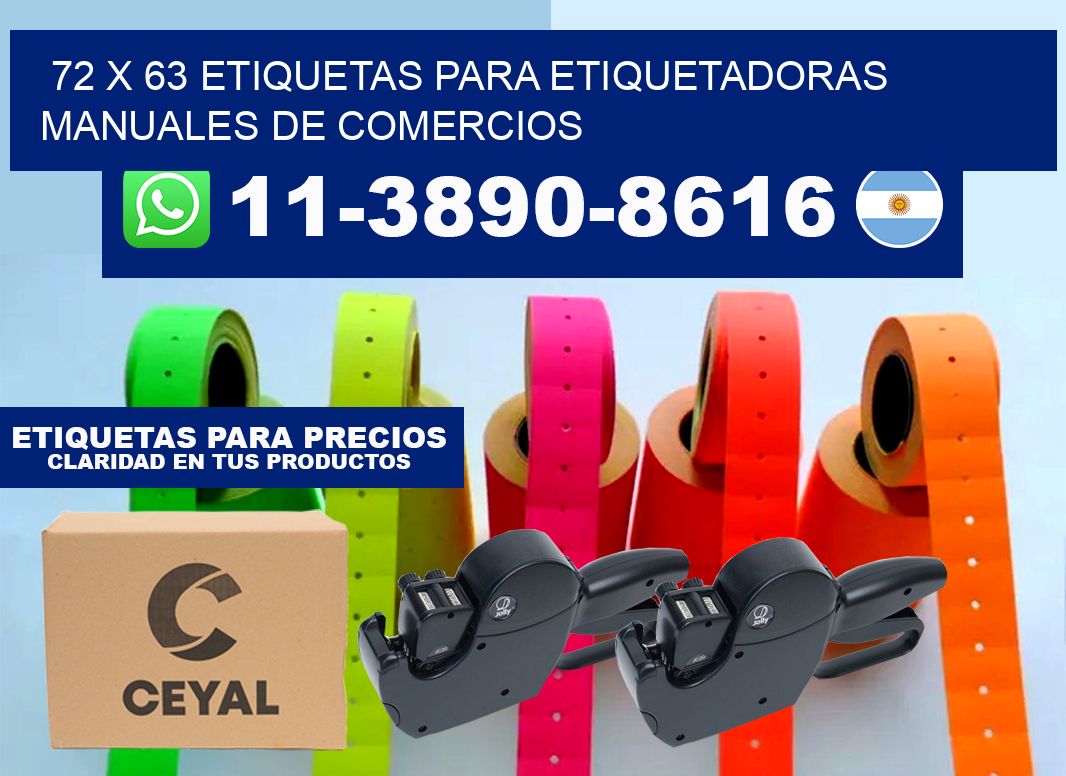 72 x 63 etiquetas para etiquetadoras manuales de comercios