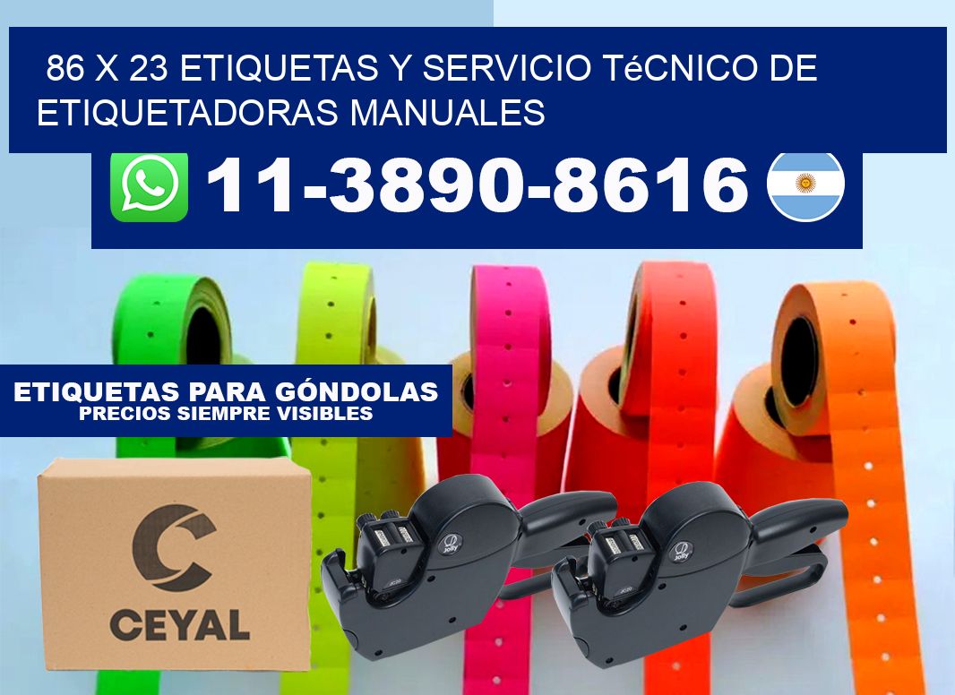 86 x 23 etiquetas y servicio técnico de etiquetadoras manuales