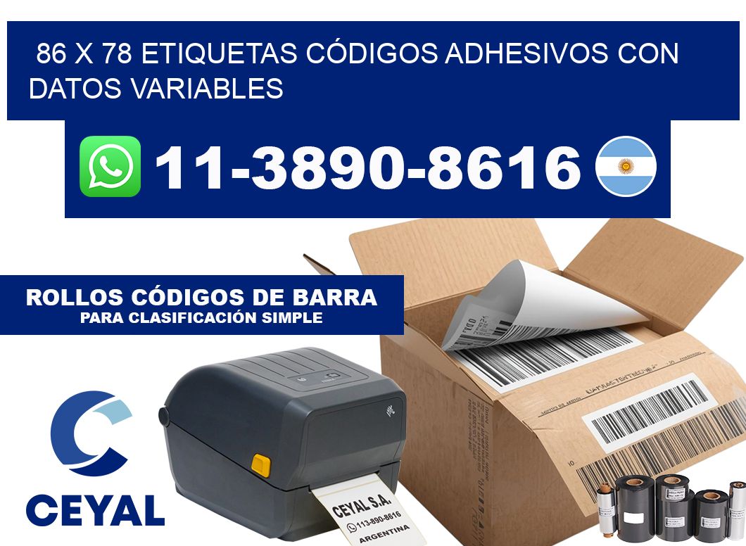 86 x 78 ETIQUETAS CÓDIGOS ADHESIVOS CON DATOS VARIABLES
