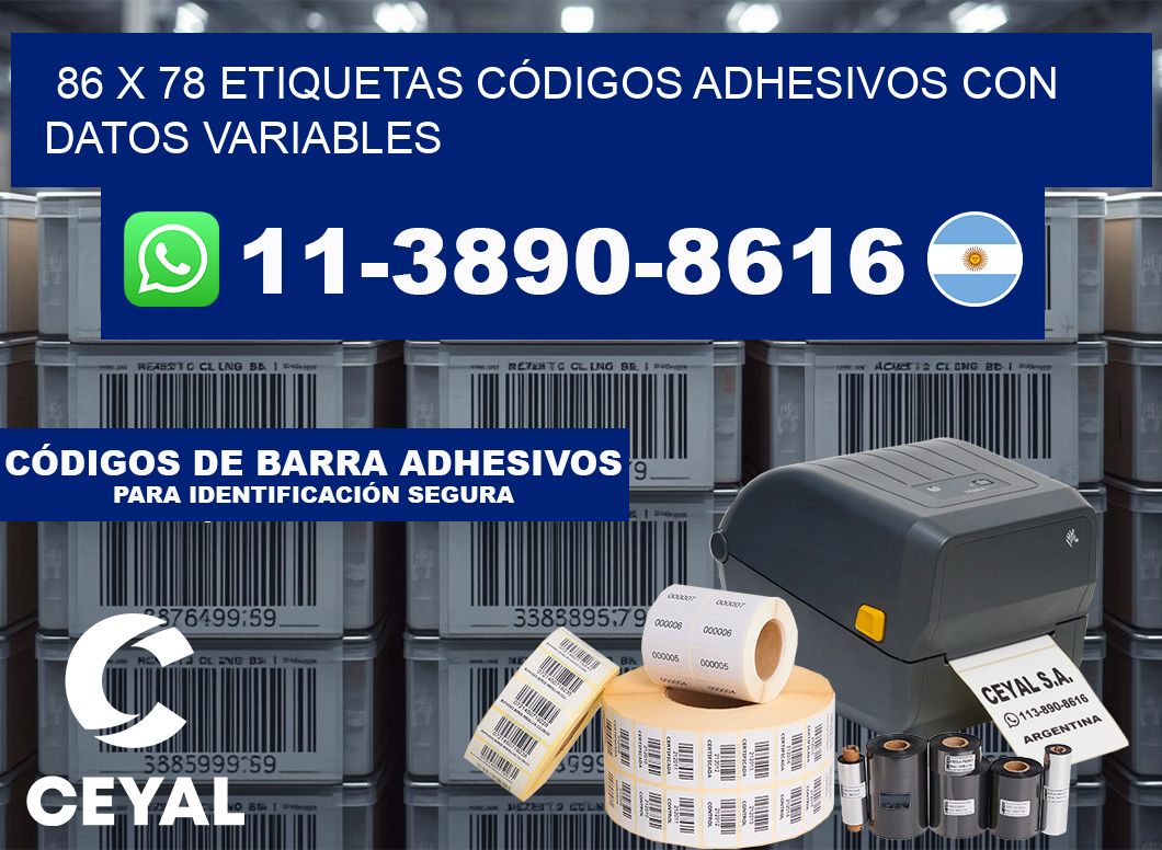 86 x 78 ETIQUETAS CÓDIGOS ADHESIVOS CON DATOS VARIABLES