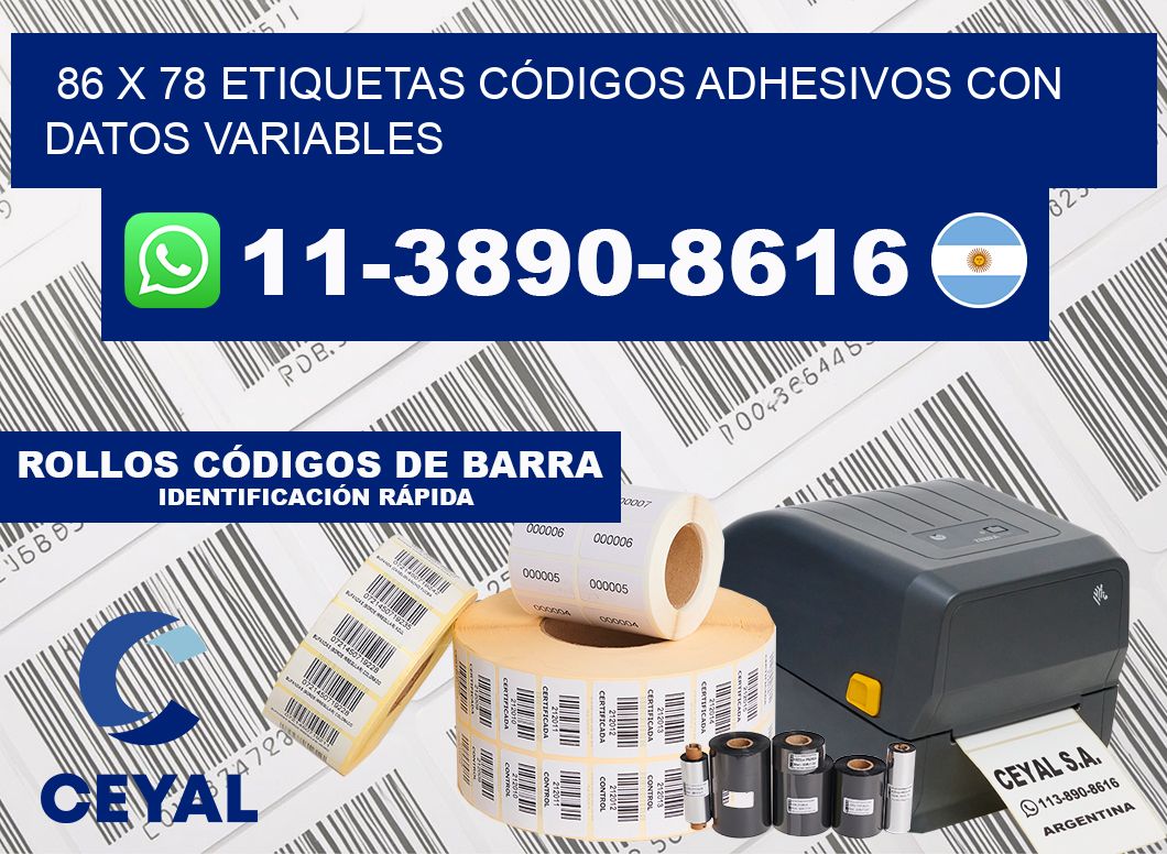 86 x 78 ETIQUETAS CÓDIGOS ADHESIVOS CON DATOS VARIABLES