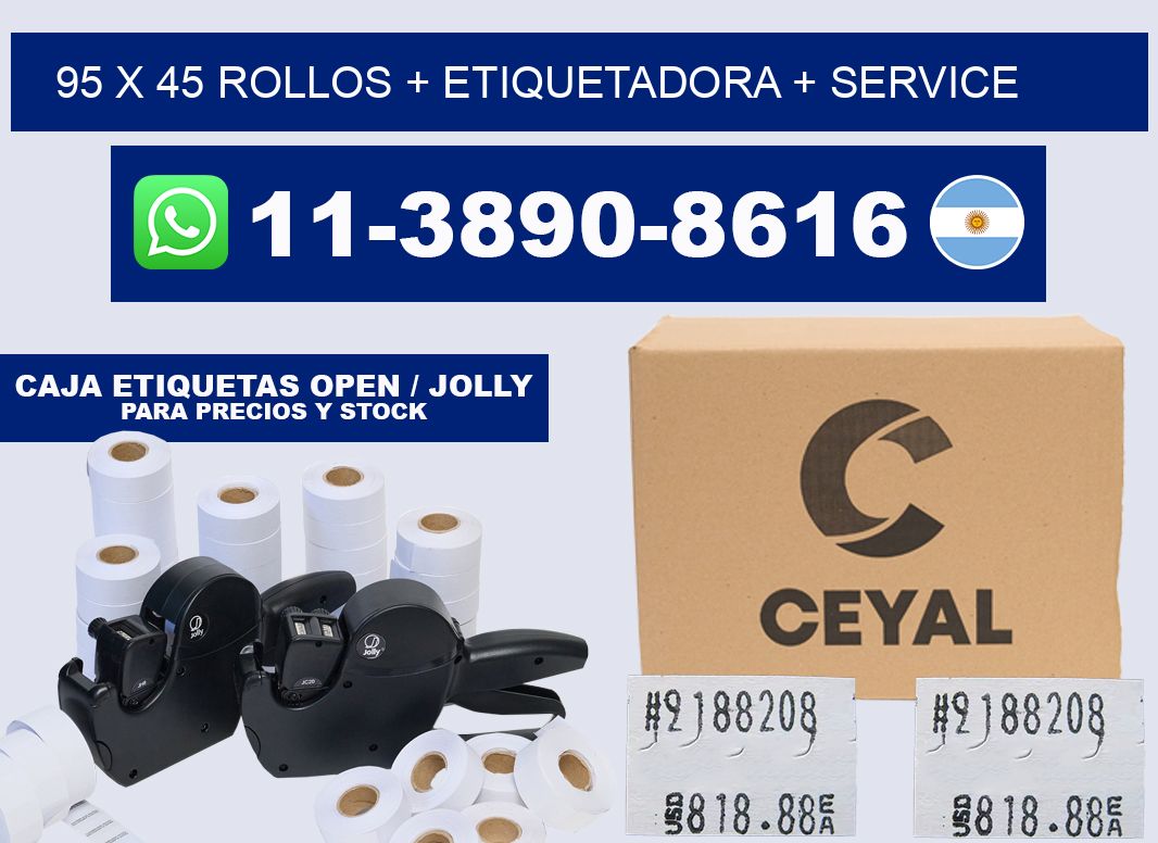 95 x 45 rollos + etiquetadora + service