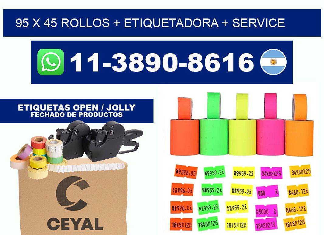 95 x 45 rollos + etiquetadora + service