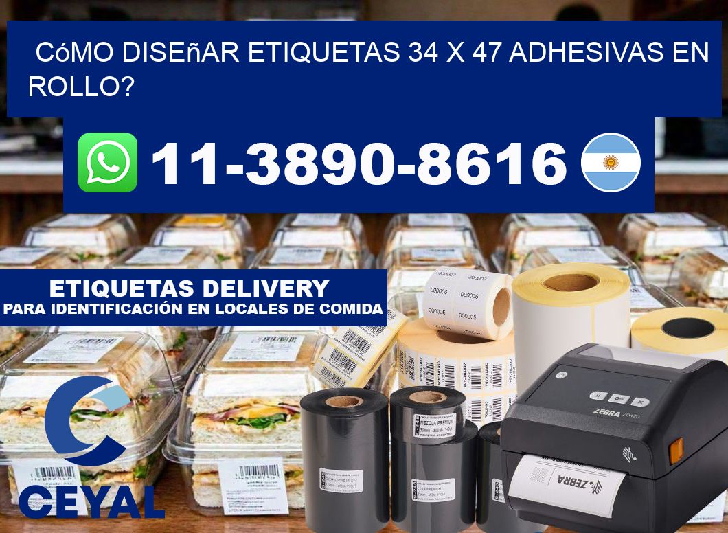 Cómo diseñar etiquetas 34 x 47 adhesivas en rollo?