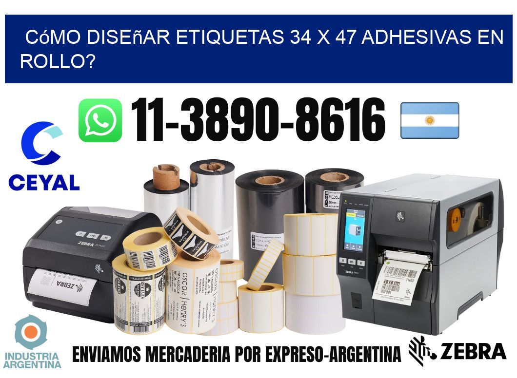 Cómo diseñar etiquetas 34 x 47 adhesivas en rollo?