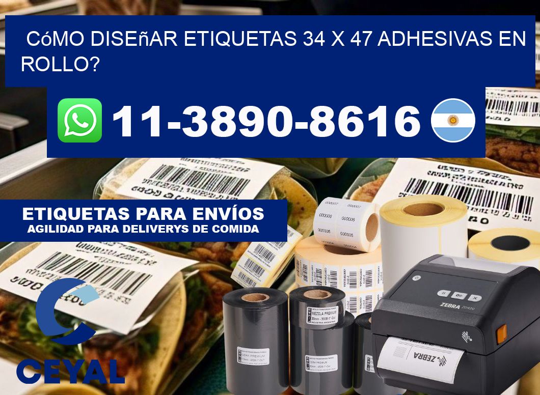 Cómo diseñar etiquetas 34 x 47 adhesivas en rollo?