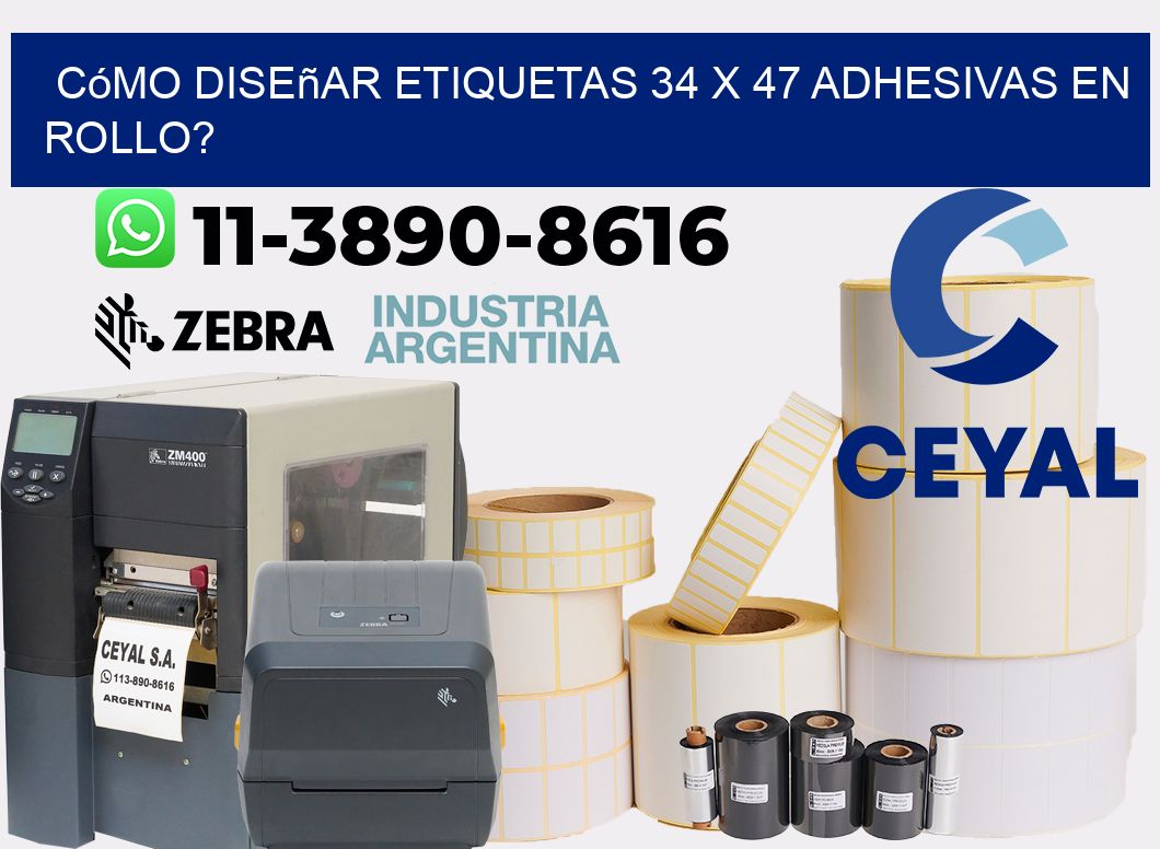 Cómo diseñar etiquetas 34 x 47 adhesivas en rollo?