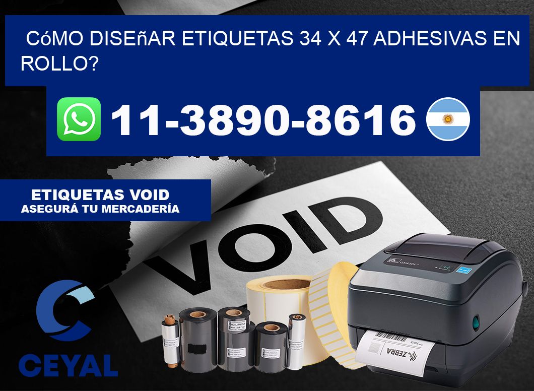 Cómo diseñar etiquetas 34 x 47 adhesivas en rollo?