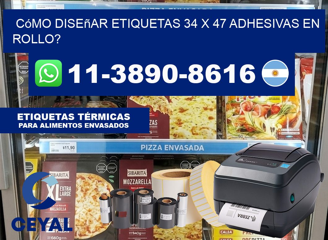 Cómo diseñar etiquetas 34 x 47 adhesivas en rollo?