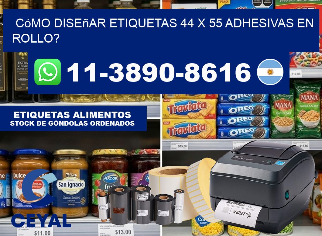 Cómo diseñar etiquetas 44 x 55 adhesivas en rollo?