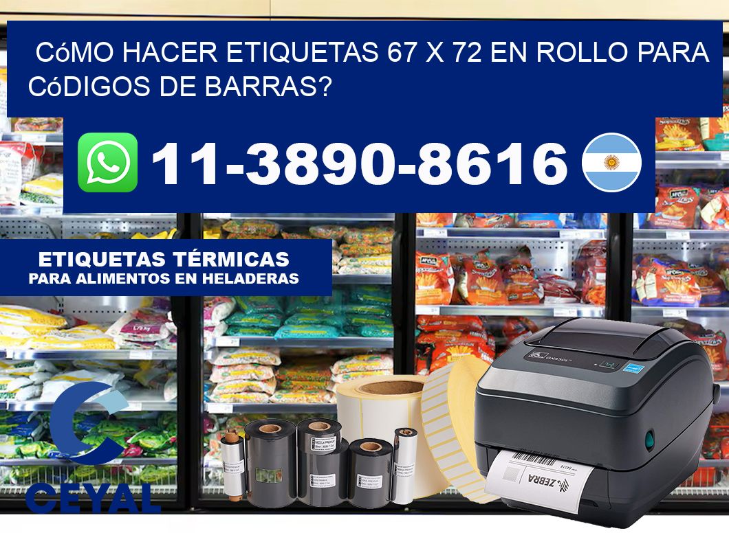 Cómo hacer etiquetas 67 x 72 en rollo para códigos de barras?