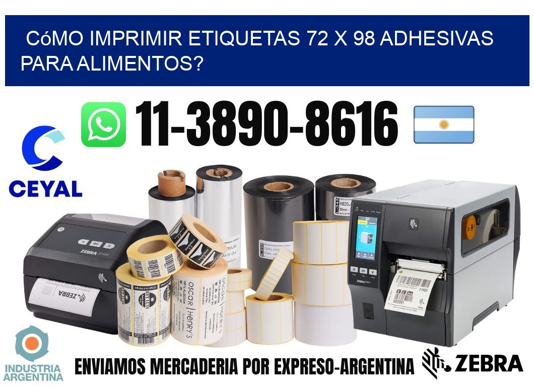 Cómo imprimir etiquetas 72 x 98 adhesivas para alimentos?
